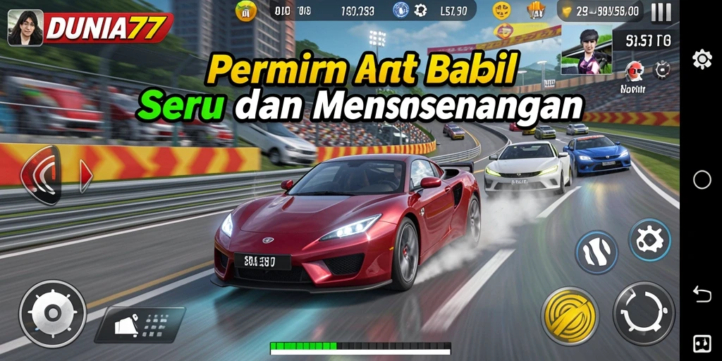 DUNIA77 menunjukkan gameplay balap yang seru dengan grafis menarik.