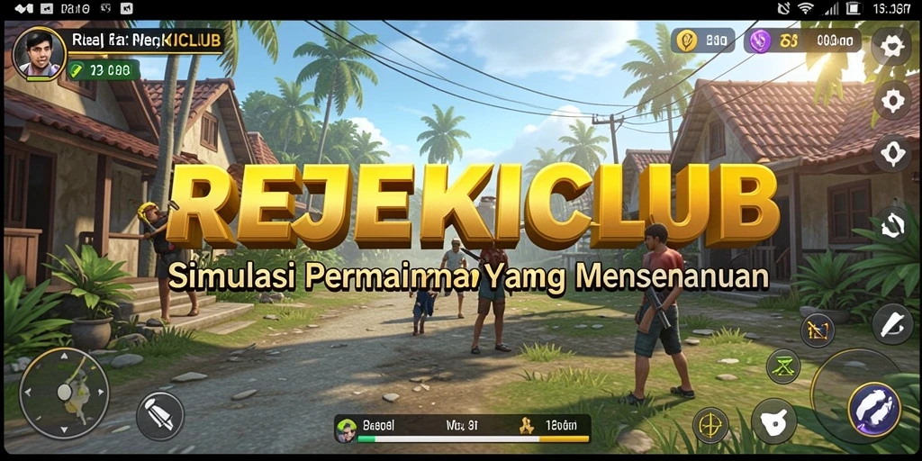 Tangkapan layar utama gameplay REJEKICLUB menampilkan aktivitas klub yang seru.