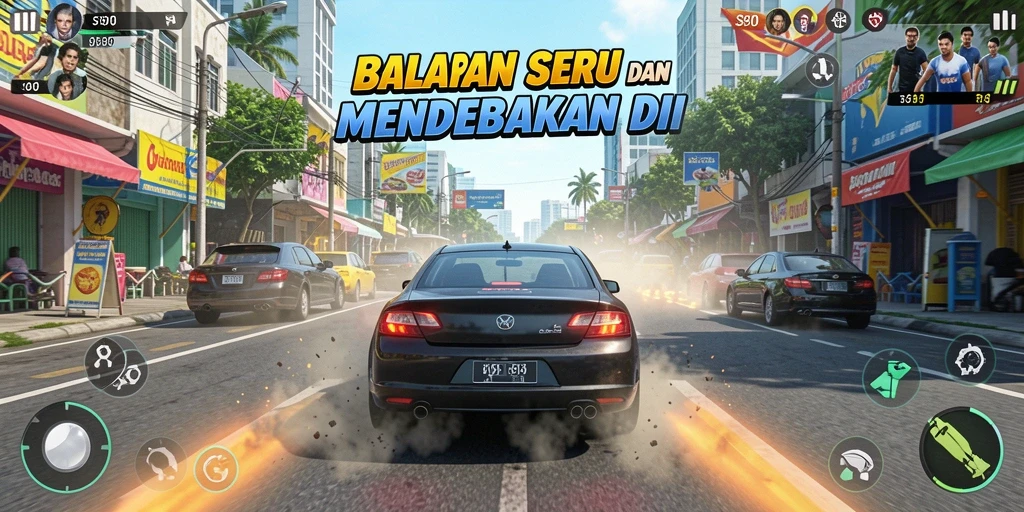 Tampilan gameplay menegangkan pada balapan mobil S80.