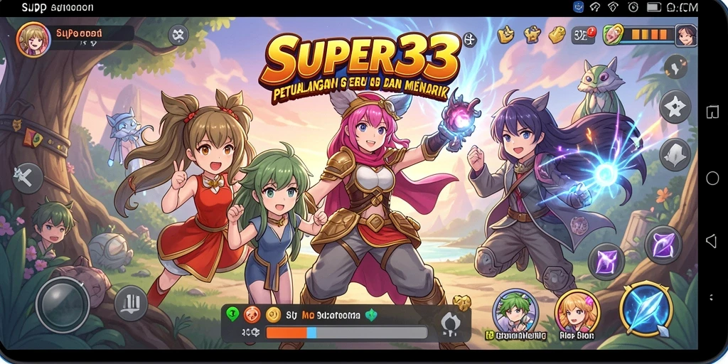 Screenshot utama SUPER33 menampilkan aksi seru dalam dunia Anime.