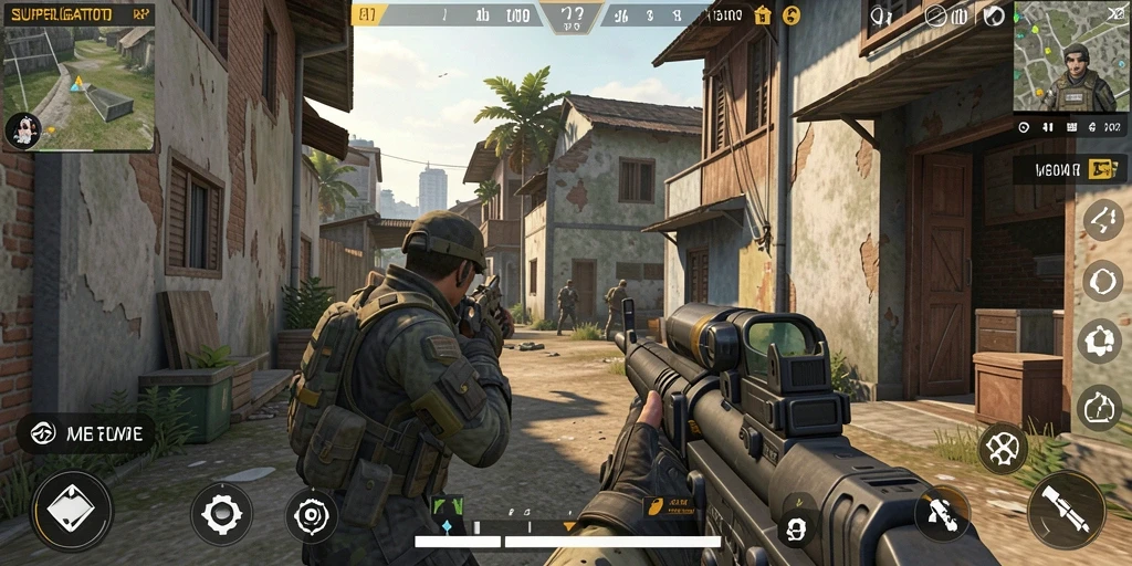 Tampilan gameplay mengesankan dari SUPERLIGATOTO dalam aksi pertempuran FPS.