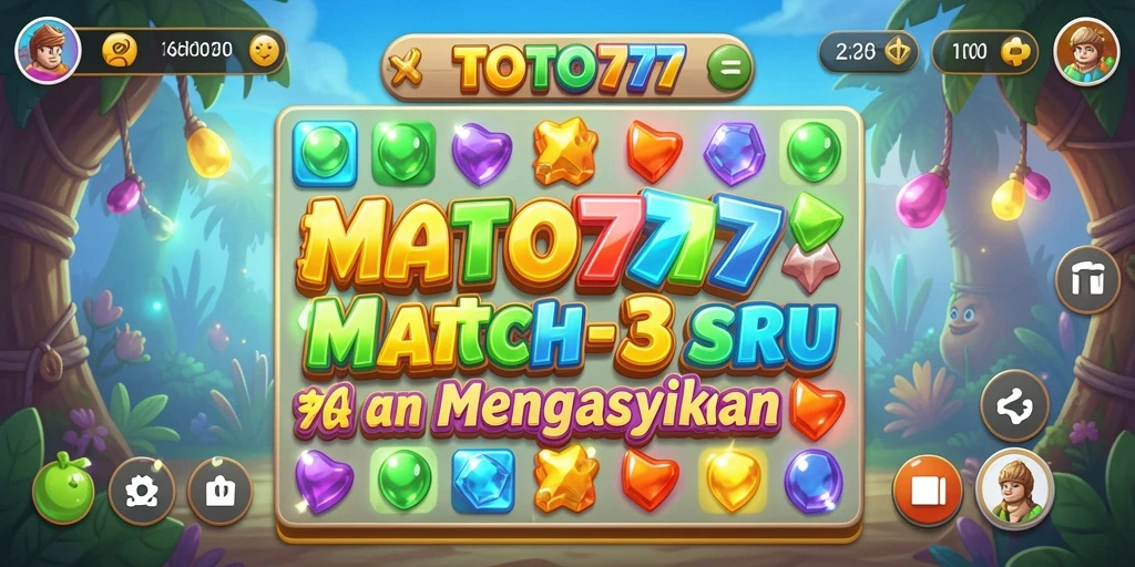 Screenshot utama TOTO777 menampilkan gameplay Match-3 yang seru.
