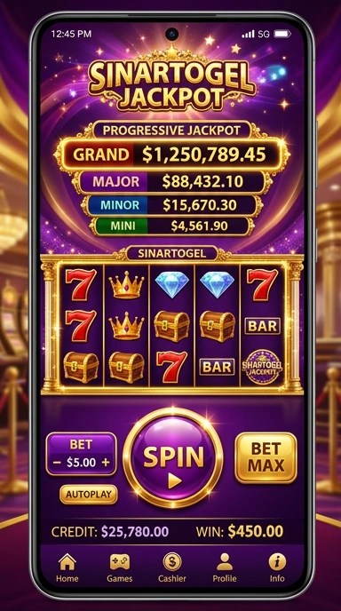 Tampilan aplikasi sinartogel dengan menu yang jelas.